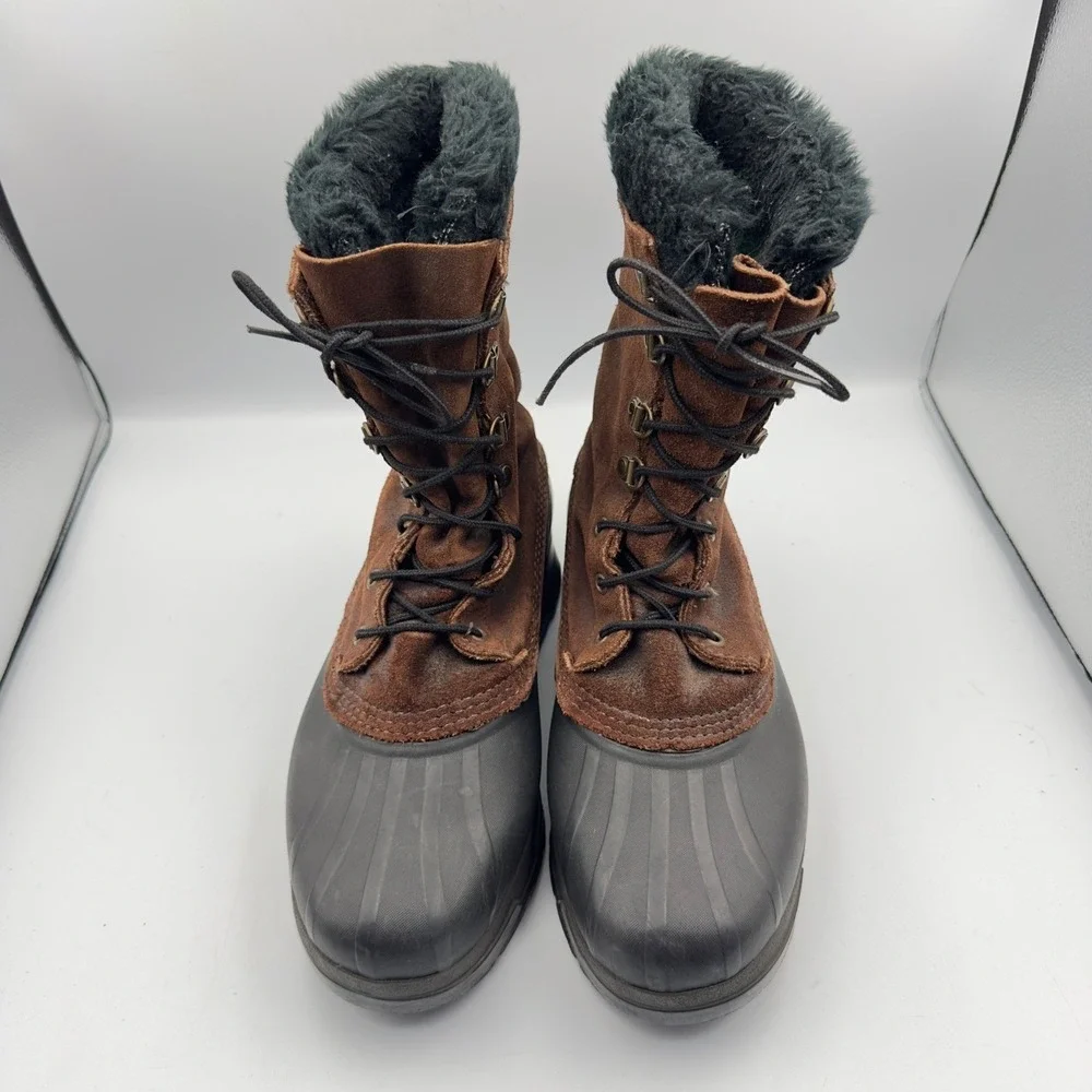 Sorel Kaufman Canada Vintage Winter Snow Boots Brown Suede Rubber Duck Mens 10